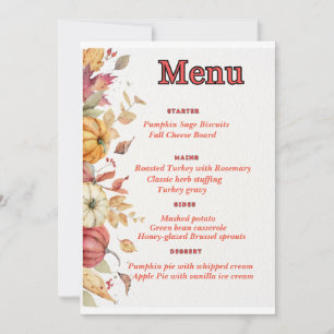 Elegant Thanksgiving Menu Invitation