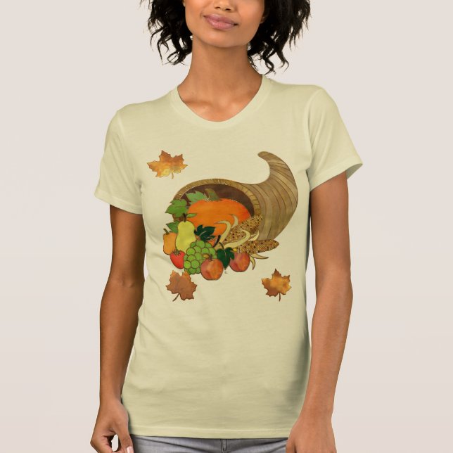 Elegant Thanksgiving Mixed Media Cornucopia ALL T-Shirt (Front)