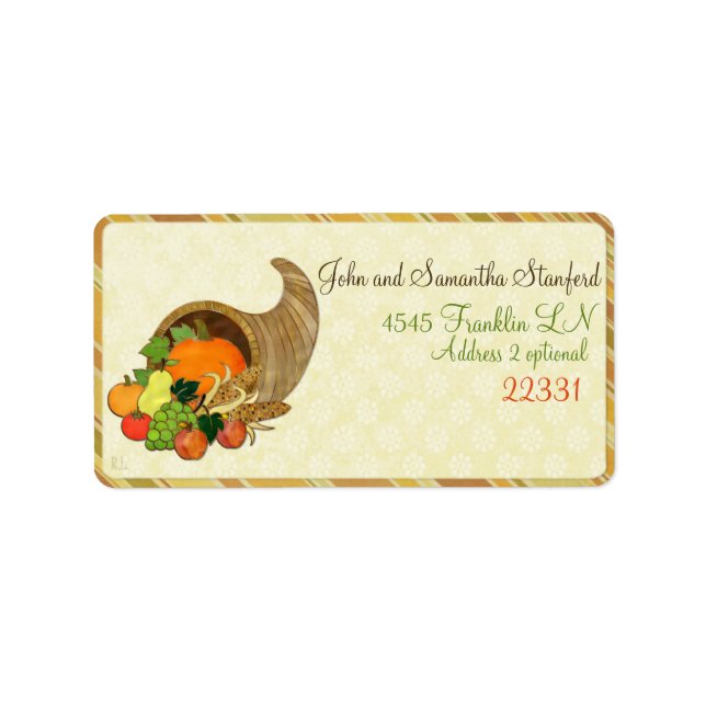 Elegant Thanksgiving Mixed Media WIDE ADDRESS Label (Front)