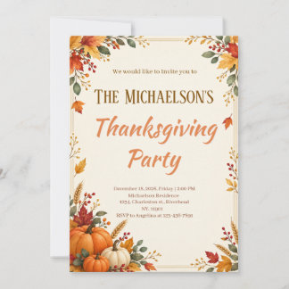 Elegant Thanksgiving Party Invitation
