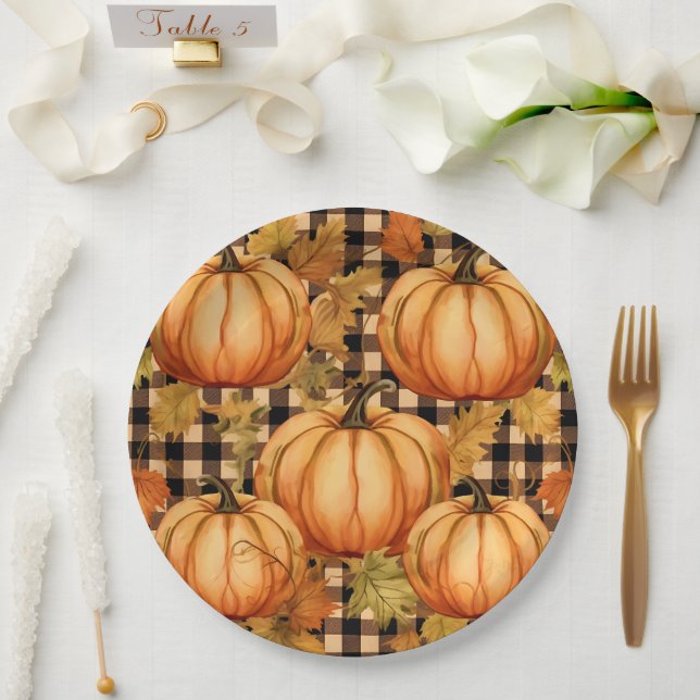 Elegant Thanksgiving Pumpkin Paper Plates (Wedding)