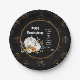 Elegant thanksgiving quote printed paper plates