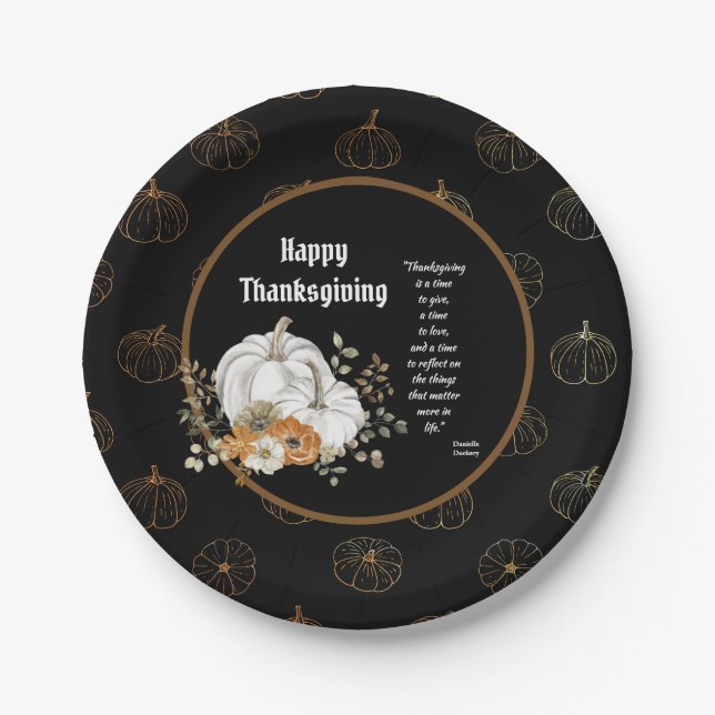 Elegant thanksgiving quote printed paper plates (Front)