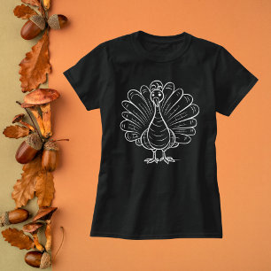 Elegant Thanksgiving Turkey Drawing T-Shirt