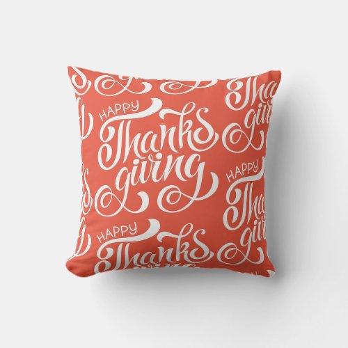 Elegant Thanksgiving Typography Throw Pillow