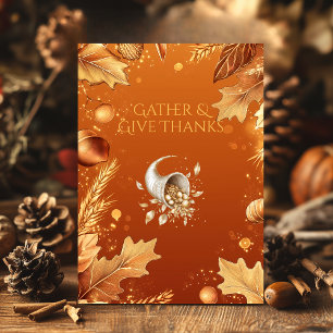 Elegant Thanksgiving with Cornucopia and Autumn  Invitation