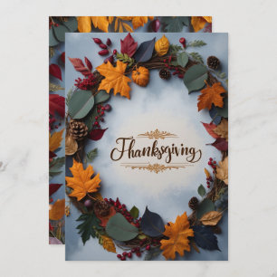 Elegant Thanksgiving Wreath Invitation Card