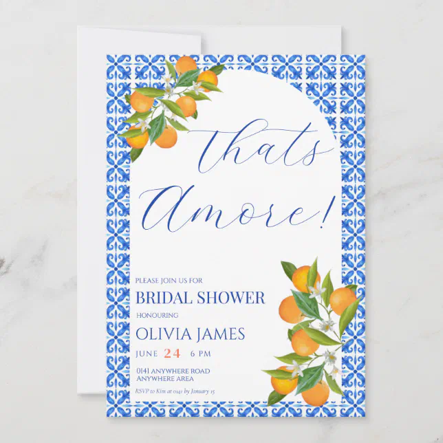 Elegant that’s amore bridal shower invitation | Zazzle