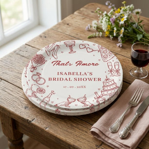 Elegant That's Amore Italian Bridal Shower Paper Plates