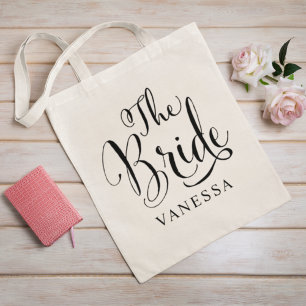 Elegant The Bride Calligraphy Script Tote Bag