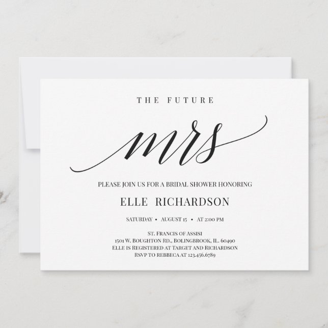 Elegant the future mrs bridal shower invitation (Front)