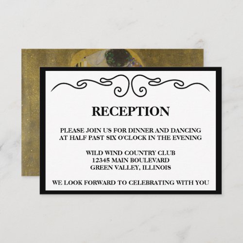 Elegant The Kiss Wedding Reception Invitation