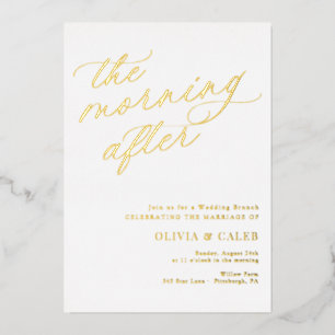 Elegant The Morning After Wedding Brunch Foil Invitation