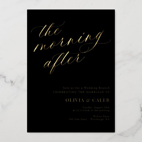 Elegant The Morning After Wedding Brunch Foil Invitation