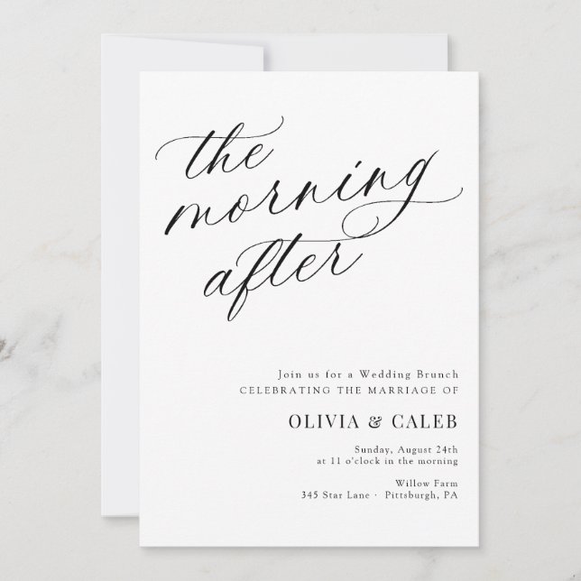 Elegant The Morning After Wedding Brunch Invitation (Front)