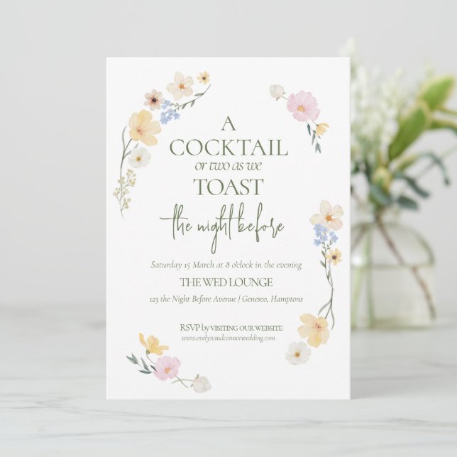 Elegant The Night Before Boho Wildflowers Wedding Holiday Card (Standing Front)