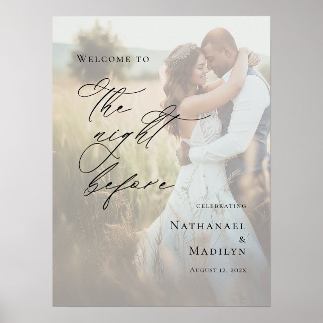 Elegant The Night Before photo Rehearsal welcome Poster (Front)