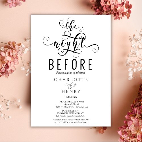 Elegant The Night Before Rehearsal Dinner Invitation