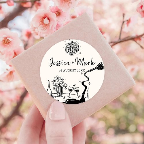 Elegant The Night Before Wedding Classic Round Sticker