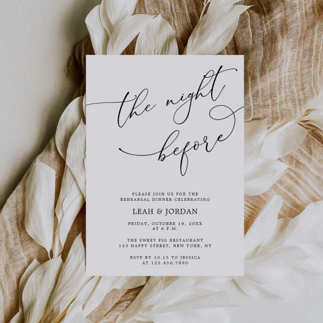 Elegant The Night Before Wedding Rehearsal Dinner Invitation Zazzle