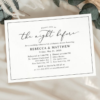 Elegant The Night Before Wedding Rehearsal Dinner Invitation