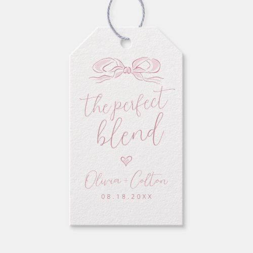 Elegant The Perfect Blend Pink Bow Bridal Shower Gift Tags