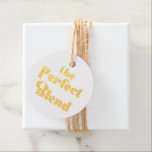 Elegant "The Perfect Blend" Wedding Photo Foil Favor Tags<br><div class="desc">Add a luxe finishing touch to your wedding favors with this The Perfect Blend round gift tag, featuring shimmering real gold foil lettering on crisp white. The front boasts bold retro-inspired typography, while the back includes a customizable photo placeholder for a personal and memorable detail. Perfect for coffee-themed weddings, engagement...</div>