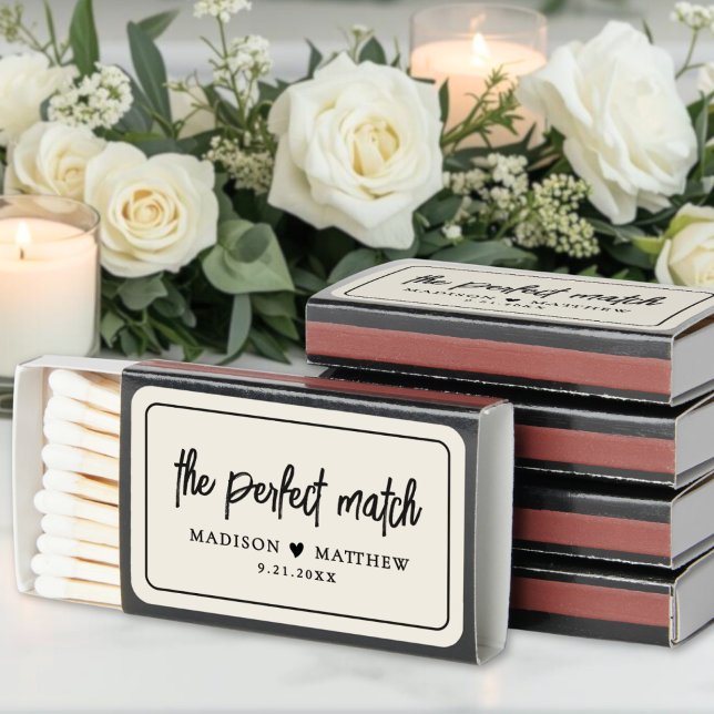 Elegant The Perfect Match Wedding Matchbox Favors (Elegant The Perfect Match Wedding Matchbox Favors)