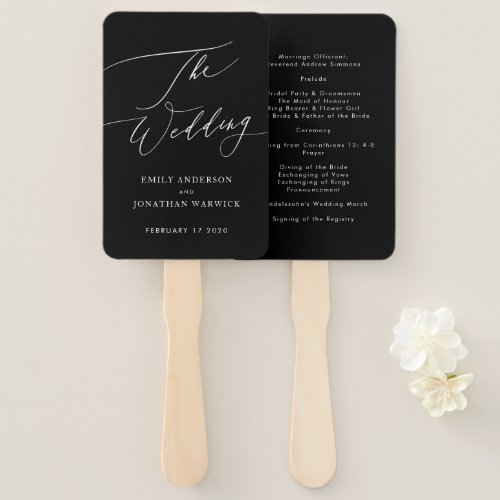 Elegant The Wedding Modern Calligraphy Wedding Hand Fan