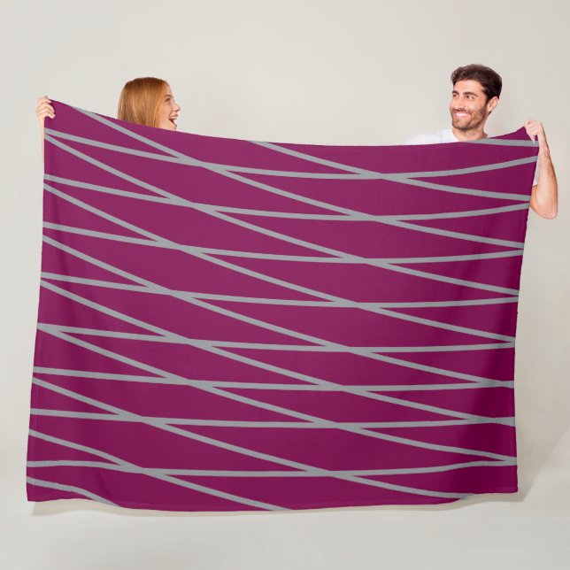 Elegant Themed Maroon Wave  Grey  Fleece Blanket (In Situ)