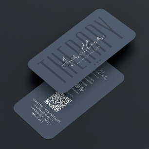 Elegant Therapist Physiotherapist Blue Charcoal Business Card