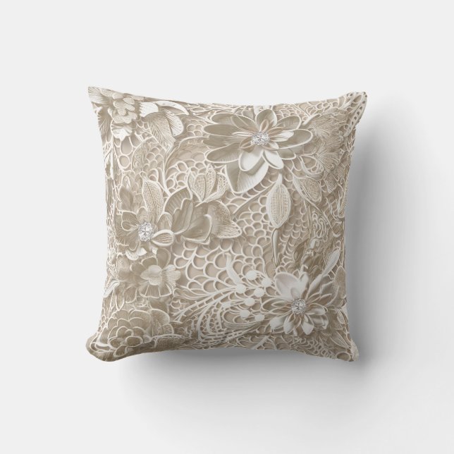 Elegant these lace and diamonds throw pillow (Front)