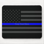 Elegant Thin Blue Line Personalized Black US Flag Mouse Pad