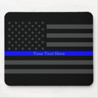 Elegant Thin Blue Line Personalized Black US Flag