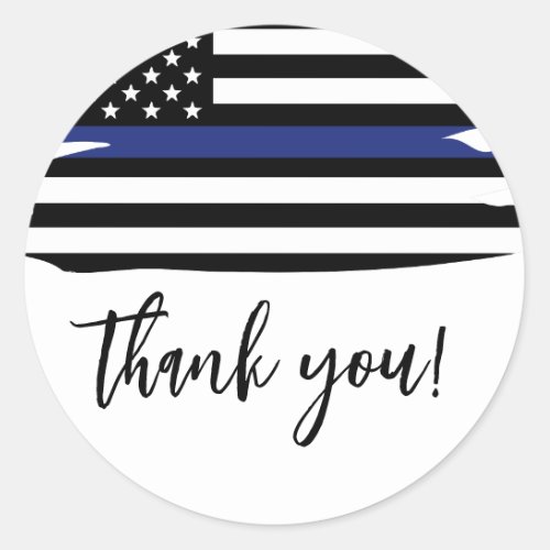 Elegant Thin Blue Line Police Officer Thank you Classic Round Sticker