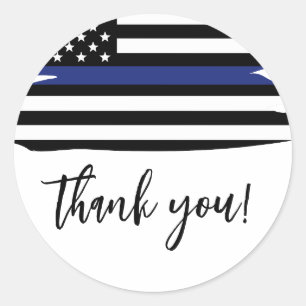 Elegant Thin Blue Line Police Officer Thank you Classic Round Sticker
