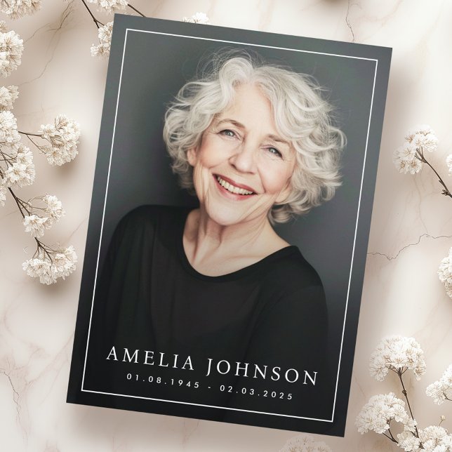 Elegant thin border photo funeral sympathy thank you card (Elegant thin border photo funeral sympathy thank you card)