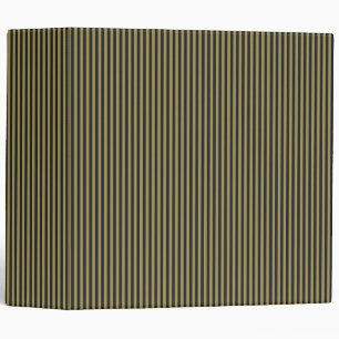 Elegant Thin Gold & Navy Blue Vertical Stripes 3 Ring Binder
