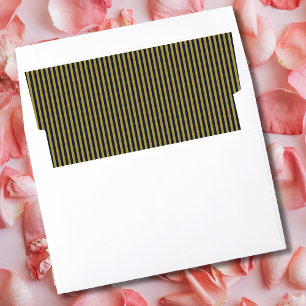 Elegant Thin Gold & Navy Blue Vertical Stripes Envelope Liner