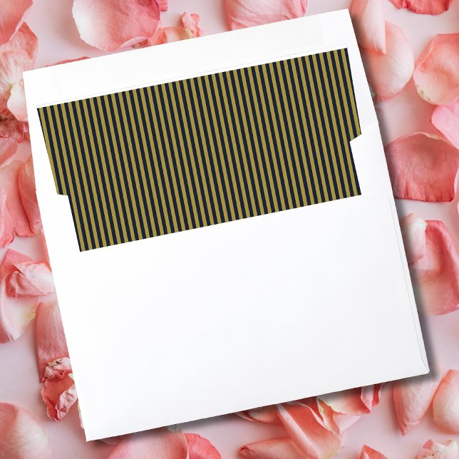 Elegant Thin Gold & Navy Blue Vertical Stripes Envelope Liner (Creator Uploaded)