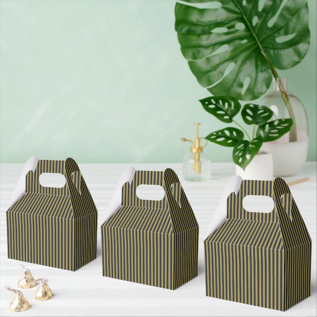Elegant Thin Gold & Navy Blue Vertical Stripes Favor Boxes (Multiple)