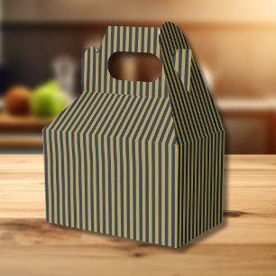 Elegant Thin Gold & Navy Blue Vertical Stripes Favor Boxes