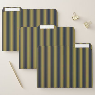Elegant Thin Gold & Navy Blue Vertical Stripes File Folder