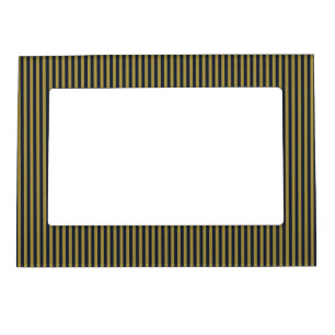 Elegant Thin Gold & Navy Blue Vertical Stripes Magnetic Frame