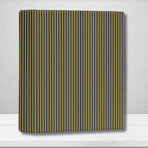 Elegant Thin Gold & Navy Blue Vertical Stripes Mini Binder