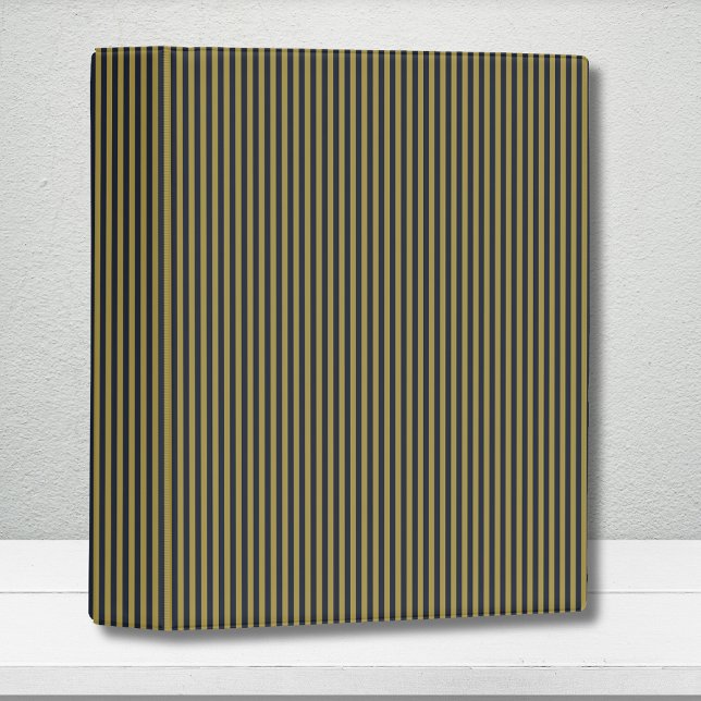 Elegant Thin Gold & Navy Blue Vertical Stripes Mini Binder (Creator Uploaded)