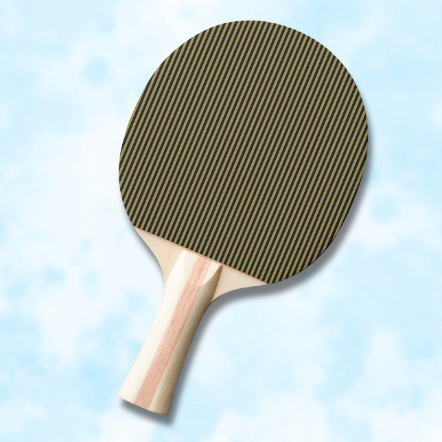 Elegant Thin Gold & Navy Blue Vertical Stripes Ping Pong Paddle (Creator Uploaded)