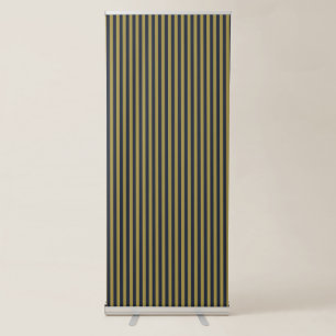 Elegant Thin Gold & Navy Blue Vertical Stripes Retractable Banner