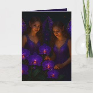 Elegant Thinking of You Purple Orchid Fairy Card