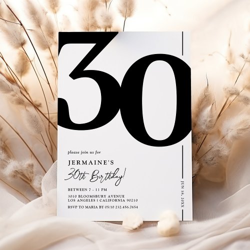 Elegant Thirty 30th Birthday Party Invitation